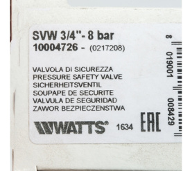 Предохранительный клапан вр 3/4 x 8 бар SVW 8 3/4 Watts 10004726(02.17.208) в Новосибирске 6