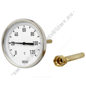 Термометр биметаллический осевой Дк63 L=40мм G1/2" 120C А5000 Wika 3901661 (36523008) в Новосибирске 1
