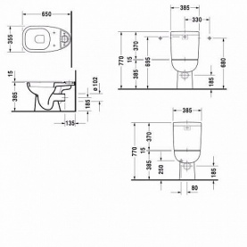 Бачок белый с мех.слива хром, подвод снизу DURAVIT 0927100004 в Новосибирске 2