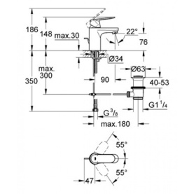 Смеситель EUROSMART Cosmopolitan (3282500E32825000) для умыв.,г.п., дкл. GROHE в Новосибирске 2