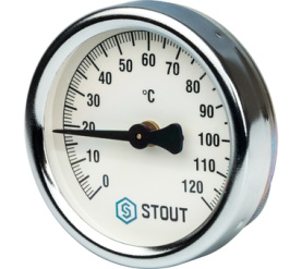 Термометр биметаллический накладной с пружиной. Корпус Dn 63 мм STOUT SIM-0004-630015 в Новосибирске 0