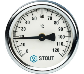 Термометр биметаллический накладной с пружиной. Корпус Dn 63 мм STOUT SIM-0004-630015 в Новосибирске 1